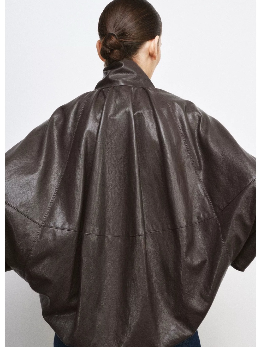 Zara Dark Brown Shiny Bomber Jacket - Picture 4 of 6
